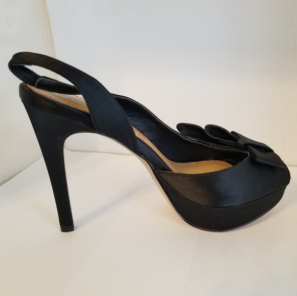 Joya PLV Black Satin High Heels 6.5 - Picture 8 of 11